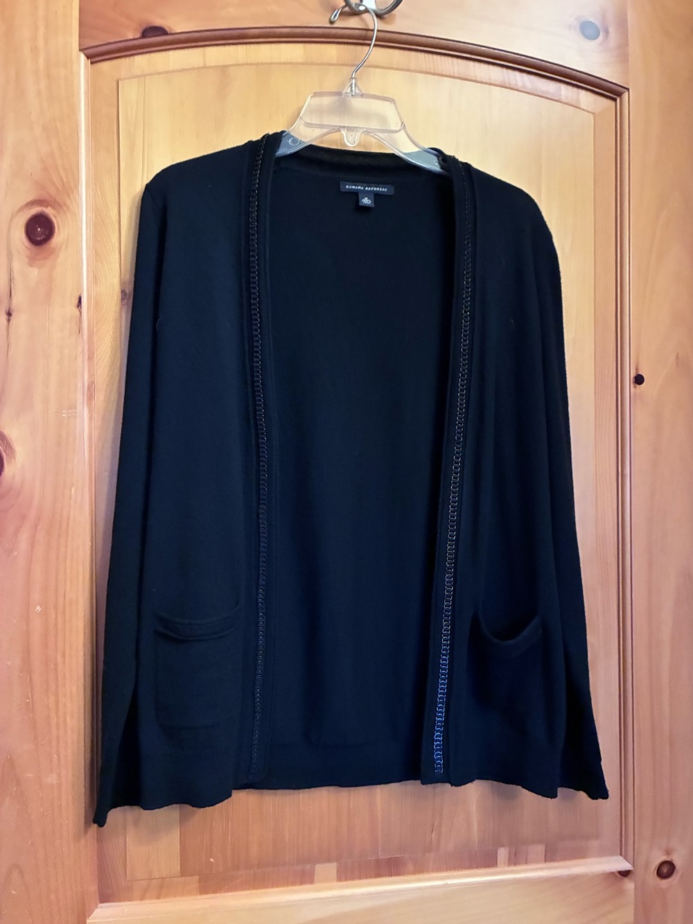 Banana Republic Black Cashmere Blend Cardigan with Chain Ribbon Trim